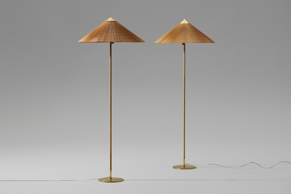 Paavo Tynell Pair of Chinese Hat Floor Lamps Model no. 9602 Jackson Design